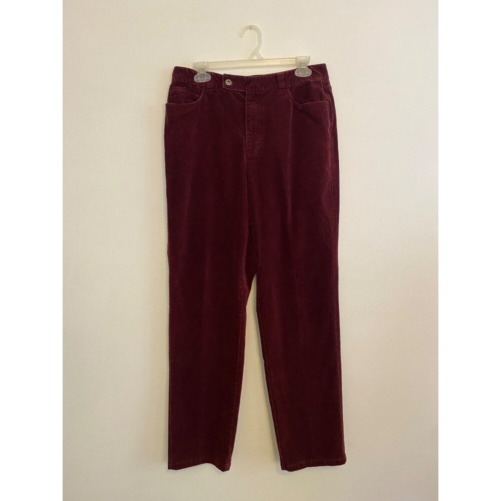 Vintage Liz Claiborne Women's Burgundy Corduroy Pants Size 12 Mid-Rise Straight